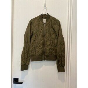 Thread & Supply Olive Green Quilted Bomber Jacket XS